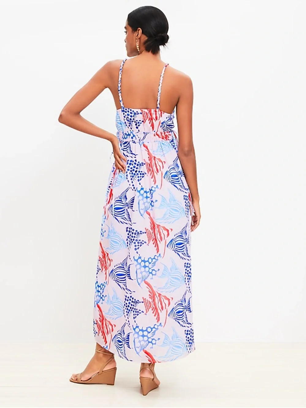 LOFT Fish Double Side Tie Maxi Dress Medium Brand New With Tags - Picture 2 of 7